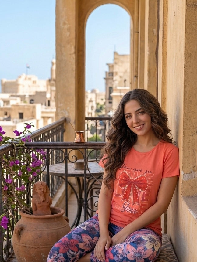 بيجاما صيفي نص كم  orange edition